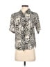 FU DA 100% Silk Animal Print Ivory Short Sleeve Silk Top Size P (petite) - photo 1