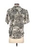 FU DA 100% Silk Animal Print Ivory Short Sleeve Silk Top Size P (petite) - photo 2