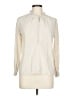 The Fold 100% Silk Ivory Tan Long Sleeve Silk Top Size 10 - photo 1