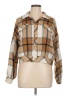Unbranded 100% Polyester Plaid Brown Long Sleeve Blouse Size L - photo 1