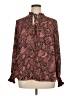 Aqua 100% Polyester Paisley Burgundy Long Sleeve Blouse Size 1X - photo 1