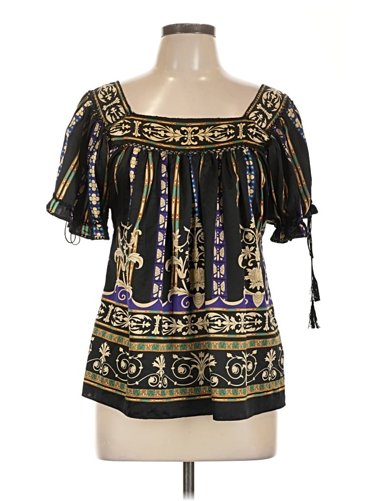 Pre-owned Eci Short Sleeve Blouse In Black
