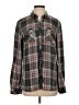 Krazy Kat 100% Rayon Plaid Gray Long Sleeve Button-Down Shirt Size S - photo 1