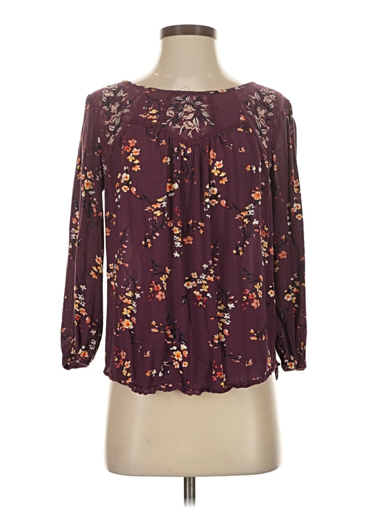 Pre-owned Mason & Belle 3/4 Sleeve Blouse In Burgundy