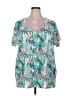 Luukse Tropical Teal Short Sleeve Blouse Size 2X - photo 1