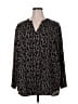 Amaryllis Animal Print Black 3/4 Sleeve Blouse Size 2X - photo 1