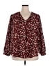 Lush 100% Polyester Burgundy Long Sleeve Blouse Size 2X - photo 1