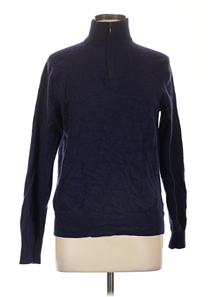 Pre-owned Qi Cashmere Cashmere Pullover Sweater In Blue