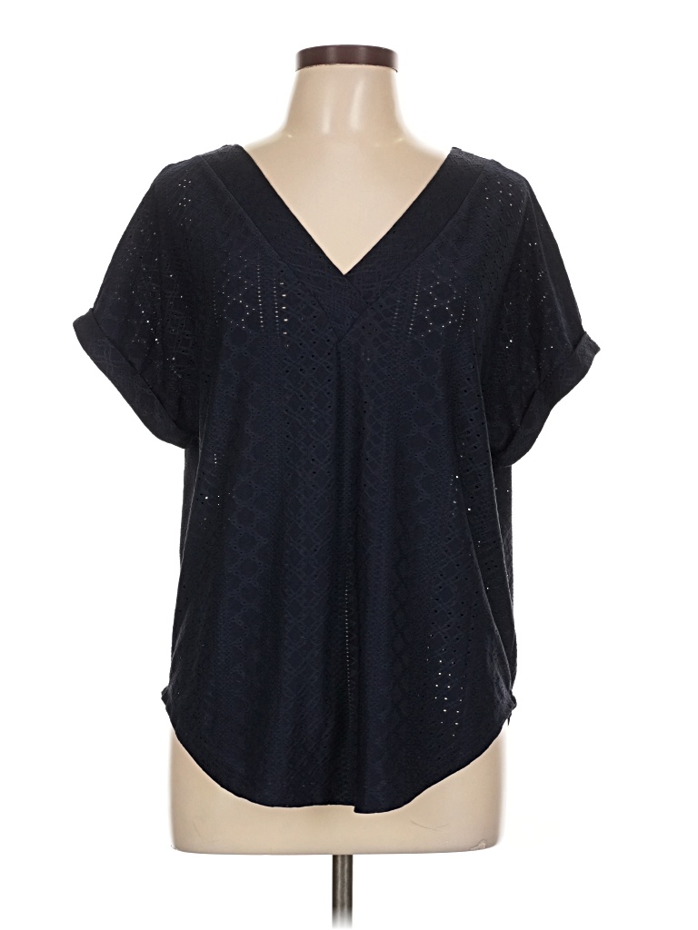 Pre-owned Shein Short Sleeve Blouse In Black