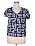 Escada 100% Cotton Blue Short Sleeve Blouse Size XL - photo 1