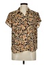 CAbi 100% Polyester Animal Print Brown Tan Short Sleeve Blouse Size M - photo 1