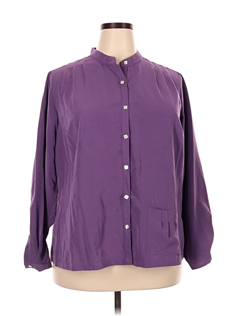 Pre-owned Travelsmith 3/4 Sleeve Blouse In Purple