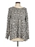 Skye's The Limit Animal Print Silver Long Sleeve Blouse Size M - photo 1