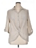 B.wear Tan 3/4 Sleeve Button-Down Shirt Size XL - photo 1