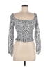 Ardene 100% Rayon Silver Black Long Sleeve Top Size M - photo 1
