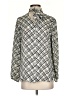 Pure Collection 100% Silk Argyle Gray Long Sleeve Silk Top Size 4 - photo 1
