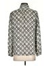 Pure Collection 100% Silk Argyle Gray Long Sleeve Silk Top Size 4 - photo 2