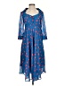 eShakti 100% Polyester Hearts Blue Casual Dress Size XS - photo 1