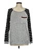Pink Clover Solid Stripes Gray Pullover Sweater Size M - photo 1