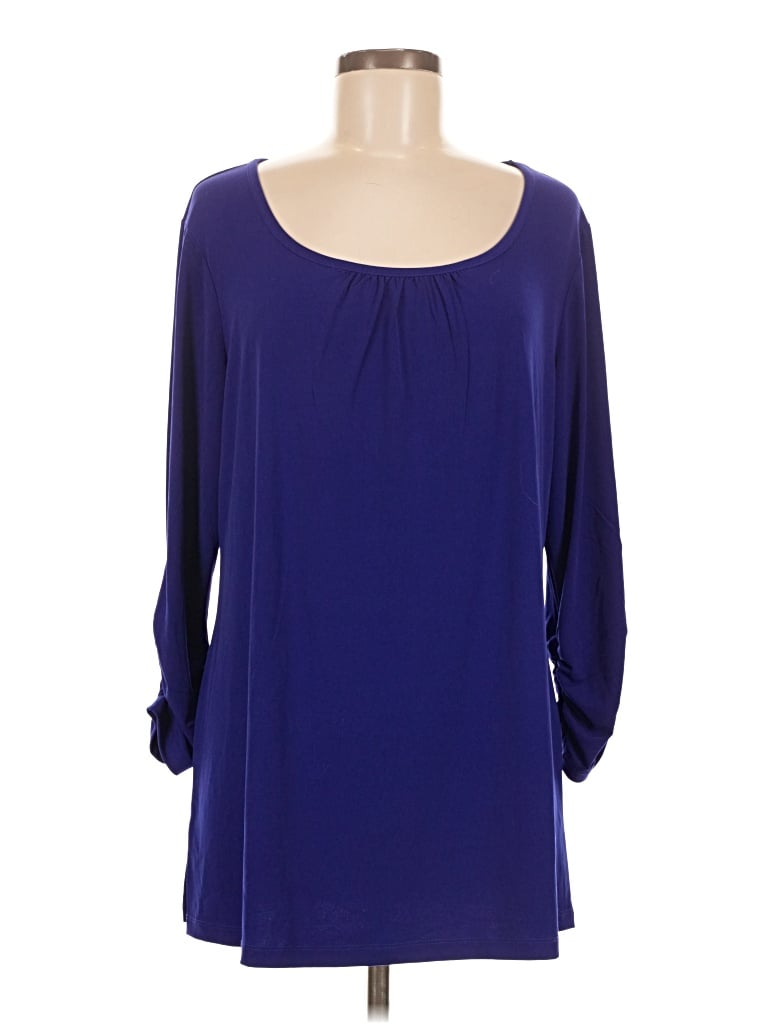 Pre-owned Susan Graver 3/4 Sleeve Blouse In Blue