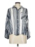 Molly Green Stripes Gray 3/4 Sleeve Button-Down Shirt Size L - photo 1