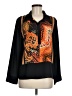 Glam 100% Polyester Graphic Black Long Sleeve Blouse Size M - photo 1