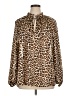 J by Joie 100% Polyester Animal Print Brown Long Sleeve Blouse Size XL - photo 1
