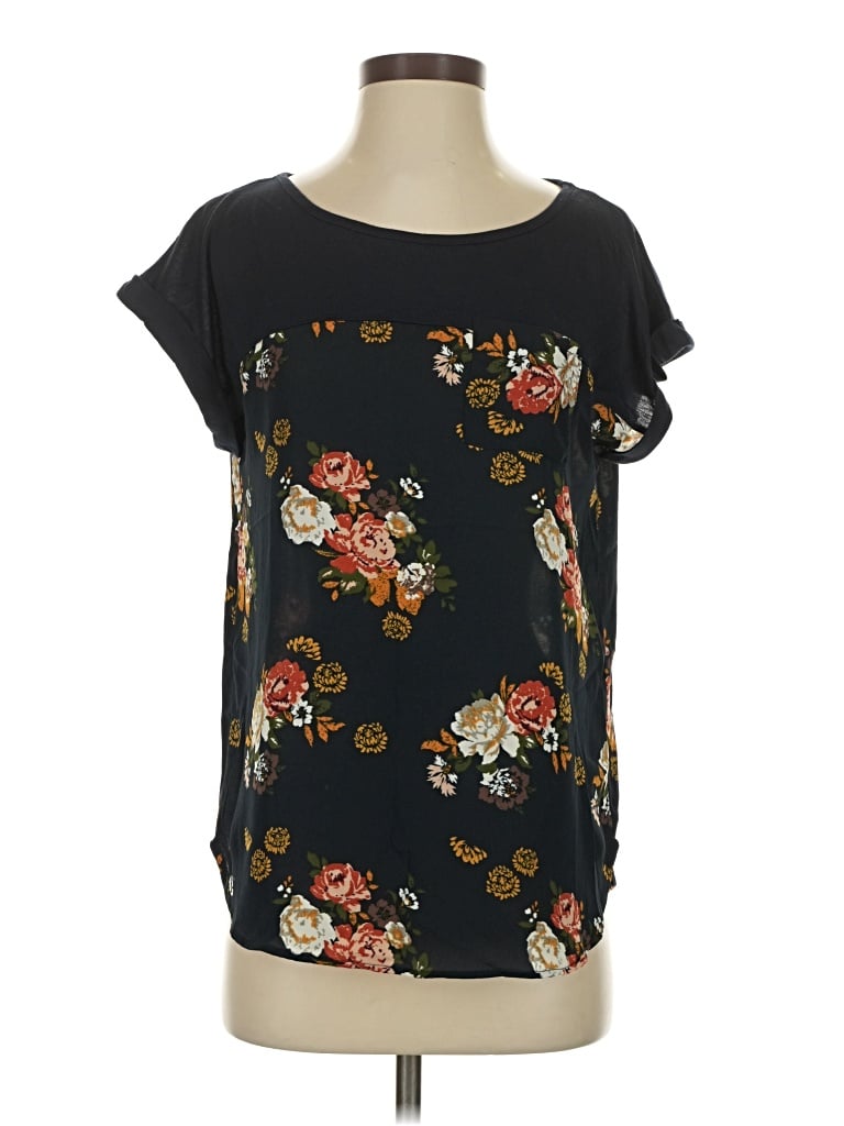 Pre-owned Mason & Belle Short Sleeve Blouse In Black