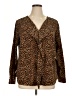 Dana Buchman 100% Polyester Animal Print Brown Long Sleeve Blouse Size 1X - photo 1