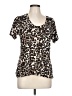 Socialite Animal Print Brown Short Sleeve Blouse Size L - photo 1