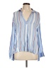Lush 100% Rayon Stripes Blue Long Sleeve Blouse Size L - photo 1