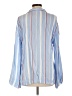 Lush 100% Rayon Stripes Blue Long Sleeve Blouse Size L - photo 2