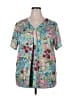 Pixie Lady Floral Teal Short Sleeve Blouse Size 2X - photo 1