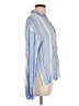 Lush 100% Rayon Stripes Blue Long Sleeve Blouse Size L - photo 4