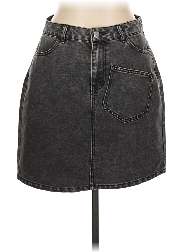 Pre-owned Assorted Brands Denim Skirt In Gray