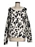 Something Navy Animal Print Silver Ivory Pullover Sweater Size M - photo 1