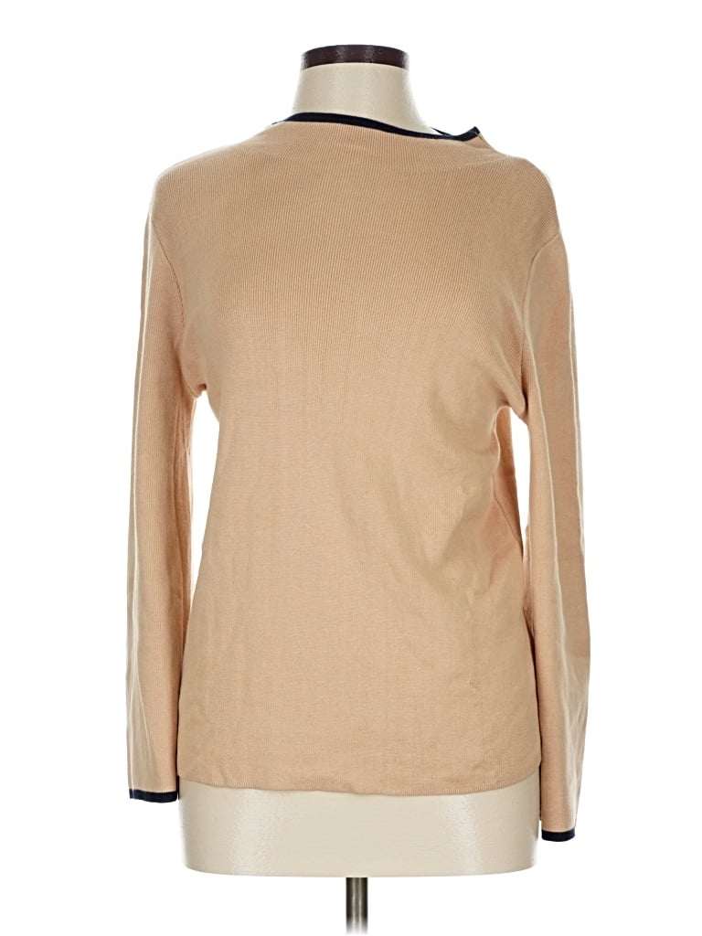 Pre-owned Halogen Long Sleeve Turtleneck In Tan