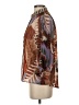 Halogen 100% Polyester Print Brown 3/4 Sleeve Blouse Size XS - photo 5