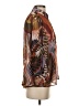 Halogen 100% Polyester Print Brown 3/4 Sleeve Blouse Size XS - photo 4