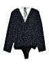 BCBGeneration 100% Polyester Polka Dots Black Blue Long Sleeve Blouse Size M - photo 1