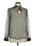 Pleione 100% Polyester Houndstooth Silver Long Sleeve Blouse Size M - photo 1