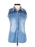 True Love Blue Sleeveless Button-Down Shirt Size S - photo 1