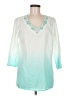 Krazy Kat 100% Cotton Teal 3/4 Sleeve Blouse Size M - photo 1
