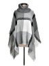 Contempo 100% Acrylic Checkered-gingham Gray Poncho One size - photo 1