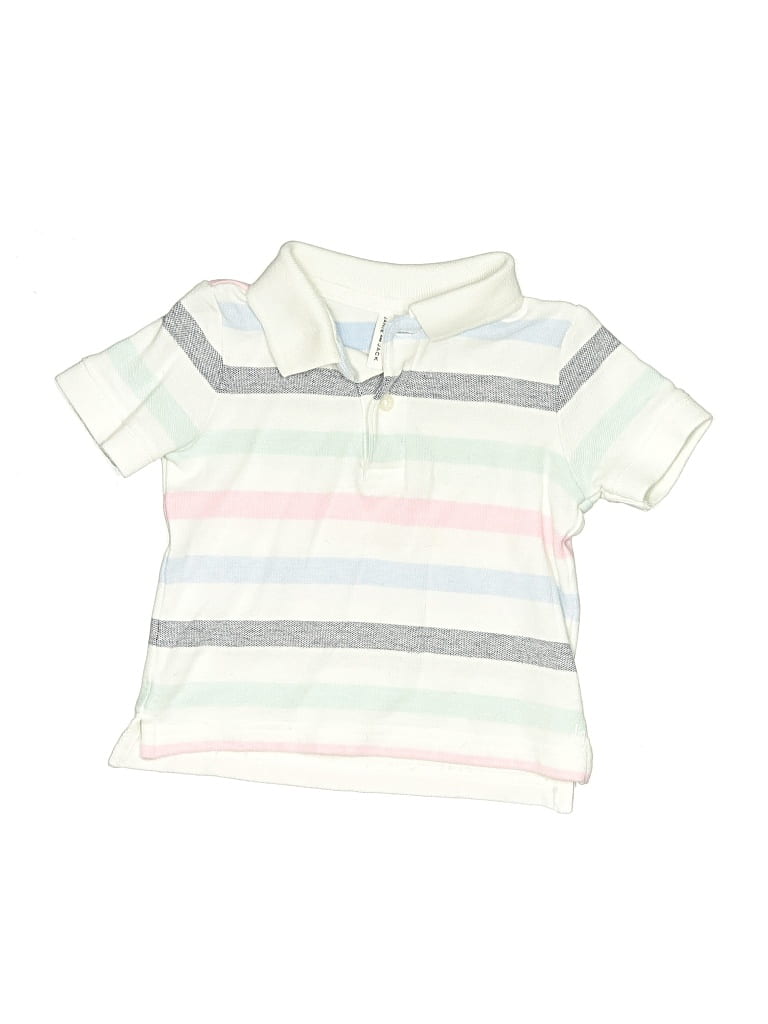 Pre-owned Janie And Jack Kids' Short Sleeve Polo Shirt In White