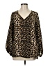 Belongsci Animal Print Brown Long Sleeve Blouse Size M - photo 1
