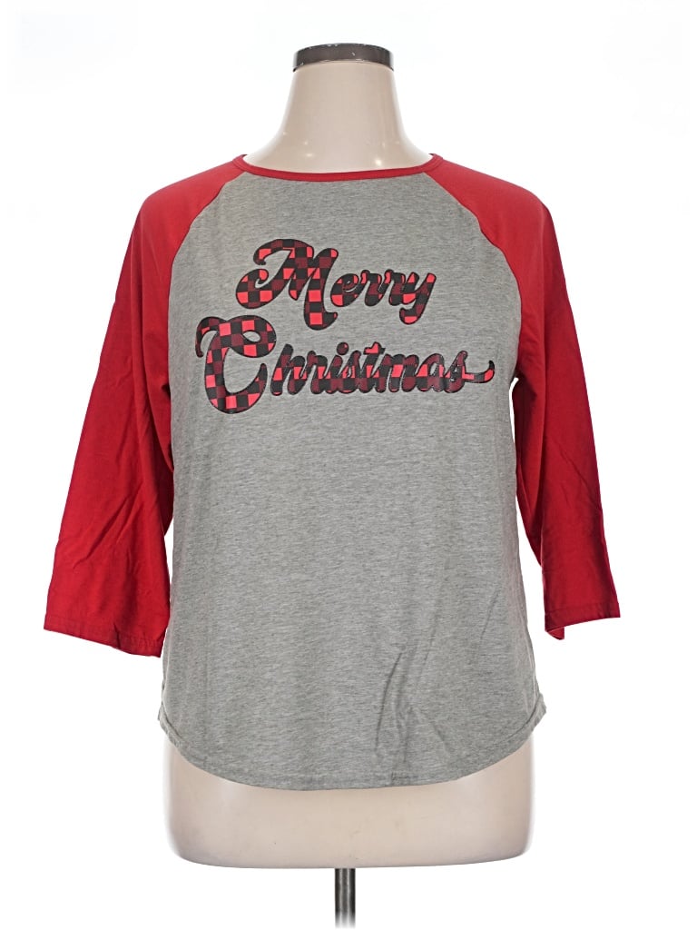 Pre-owned Holiday Time 3/4 Sleeve T-shirt In Gray