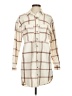 Universal Thread 100% Cotton Plaid Ivory 3/4 Sleeve Button-Down Shirt Size XS - photo 1
