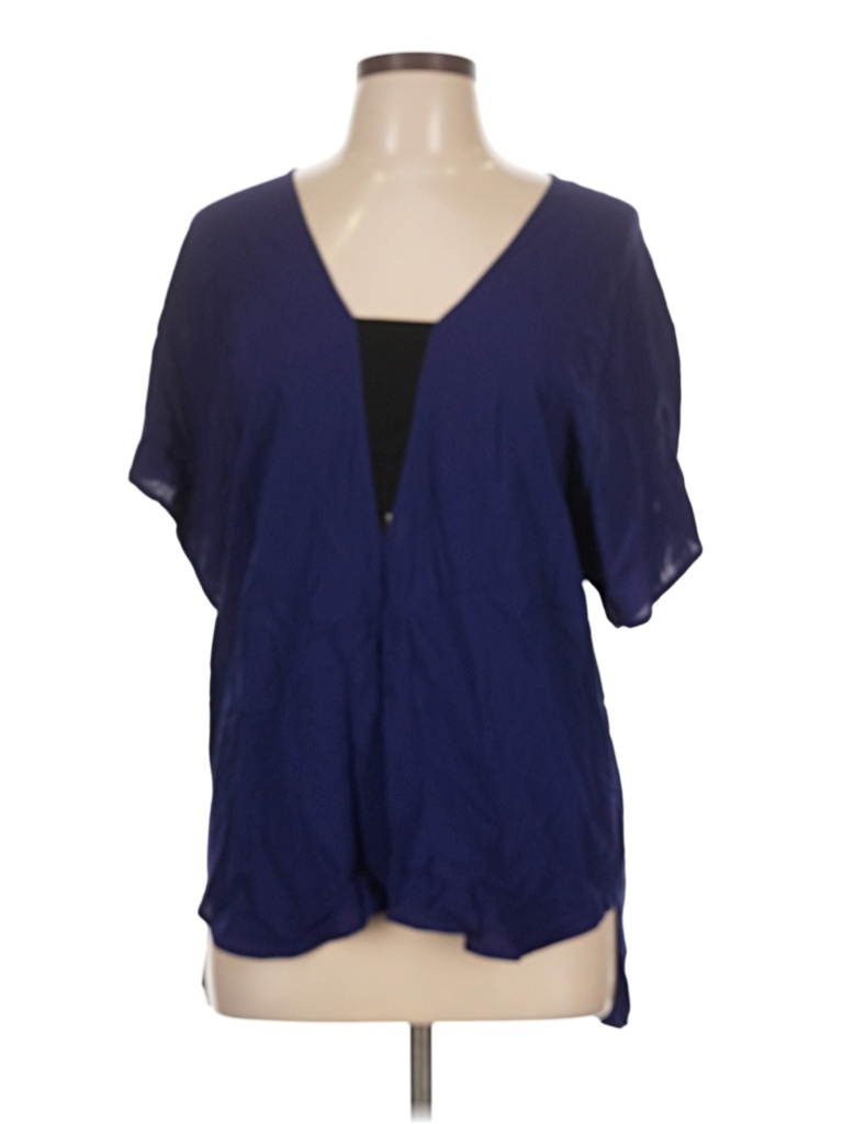 Pre-owned Zara Short Sleeve Blouse In Blue