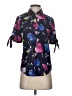 Banana Republic 100% Polyester Floral Black Blue Short Sleeve Blouse Size XS - photo 1